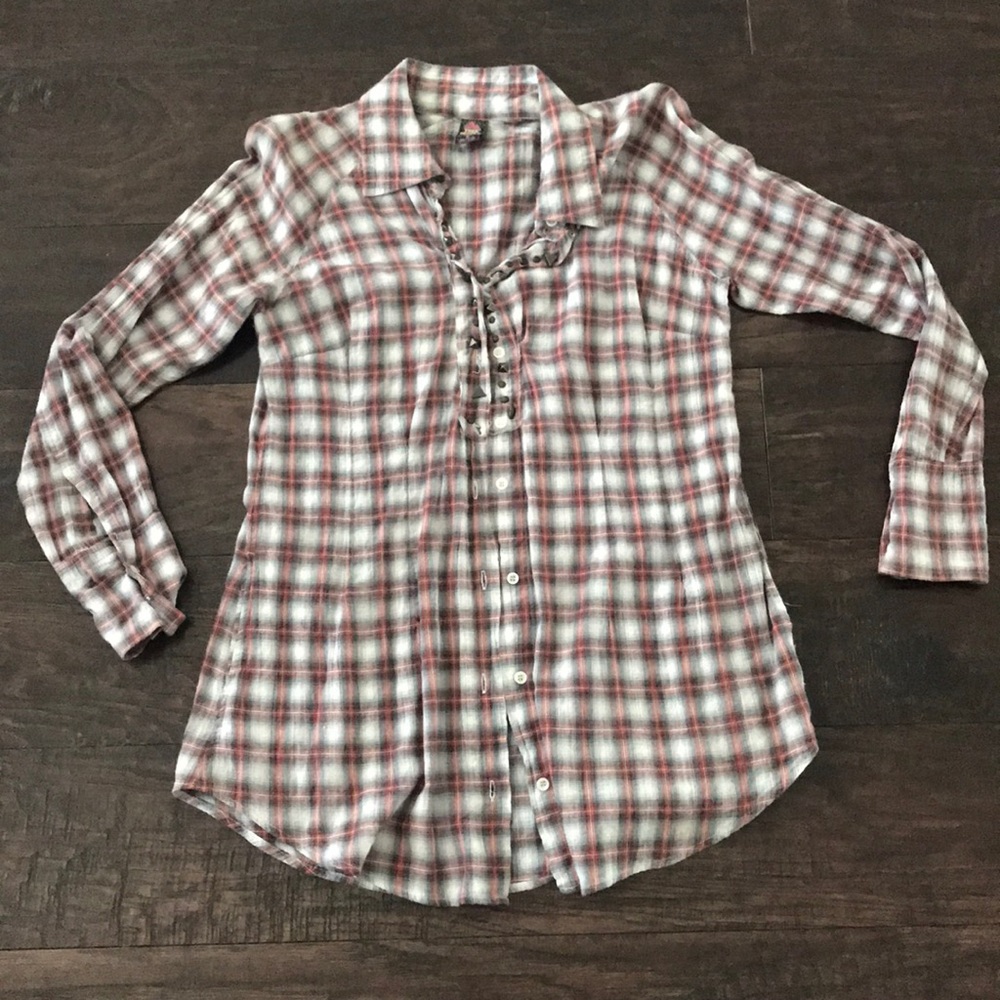 Free Prople Plaid Button-Up